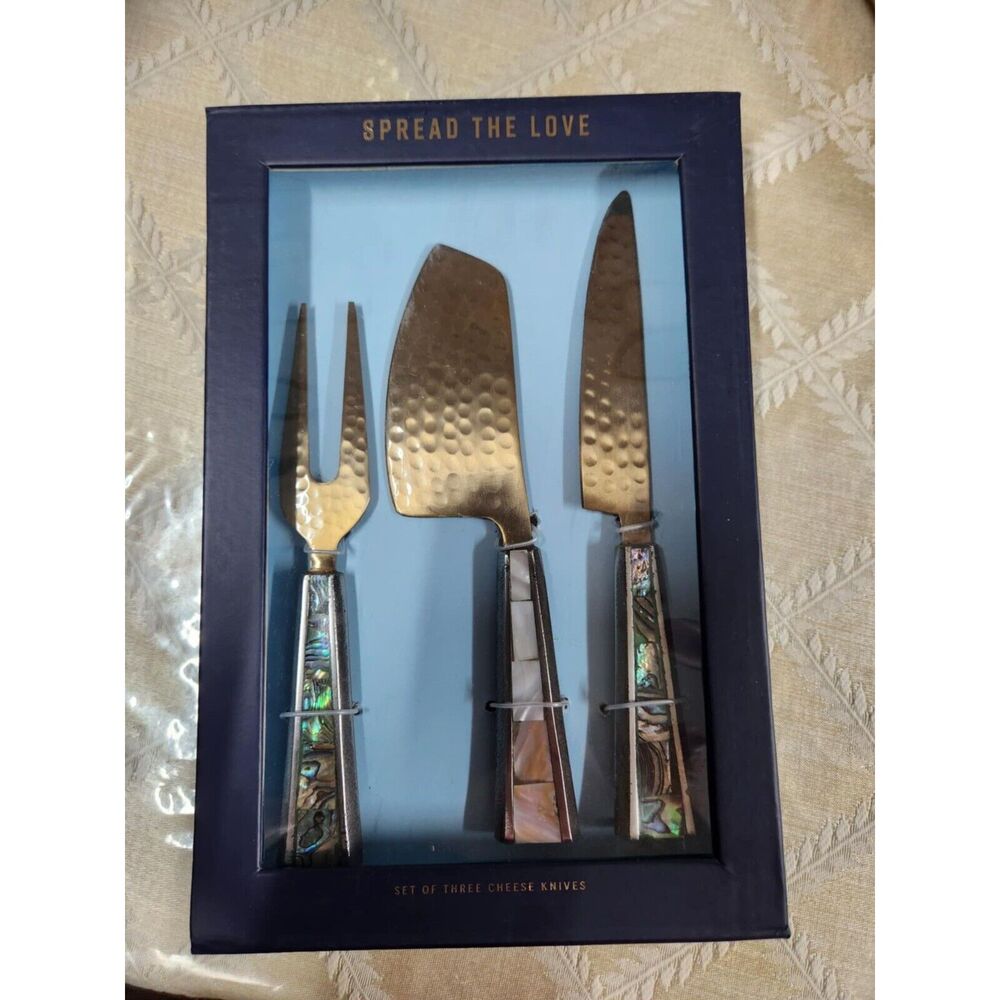 Anthropologie Arctic Twilight Cheese Knives, Set of 3 - Picture 3 of 8